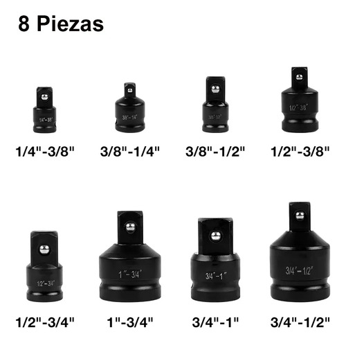 Juego Adaptadores Para Dados Y Llaves De Impacto 8 Piezas,juego De Dados,adaptadores Para Taladro,dados Herramienta,dados De Impacto,adaptador De Brocas Hexagonal Para Taladro,1/4 /3/8 /1/2 /3/4 /1