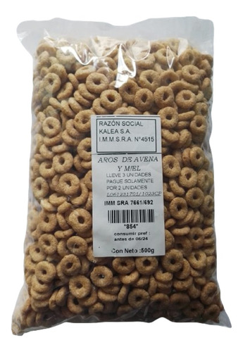 Cereales De Aros De Avena Y Miel 500 G