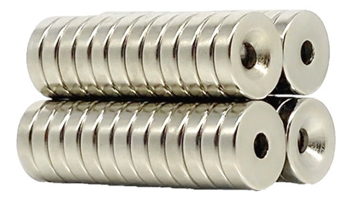 Imagen 4 de 4 de 20 Piezas Imán De Neodimio N35 15x4mm Avellanado 4mm