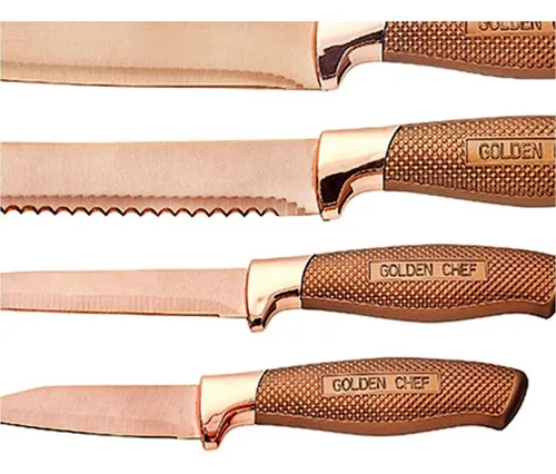 Juego de cuchillos Golden Chef Rose Gold de 6 piezas con muñón
