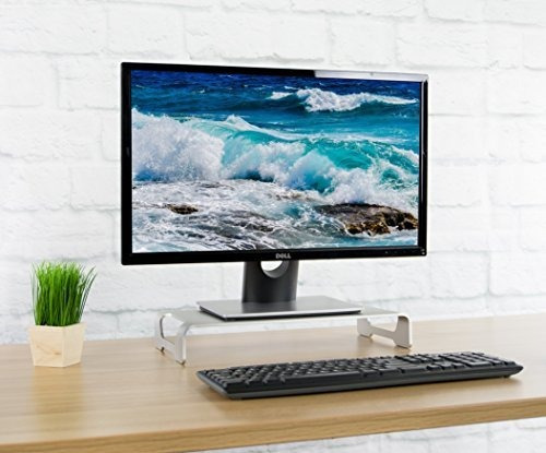 Silver Aluminum 16  Wide Monitor Riser Soporte Ergonomic