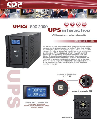 Ups Cdp Upr-s1508 Con Regulador 1.5kva 1050w 8 Tomas Con Lcd