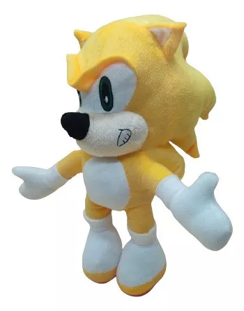 2 Pelúcia Super Sonic Azul e Amarelo Gold Turma Do Sonic Game