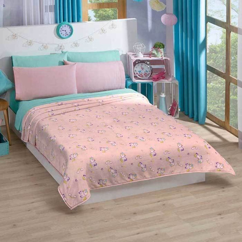 Cobertor Ultrasuave Unicornio Cama Matrimonial Rosa Concord