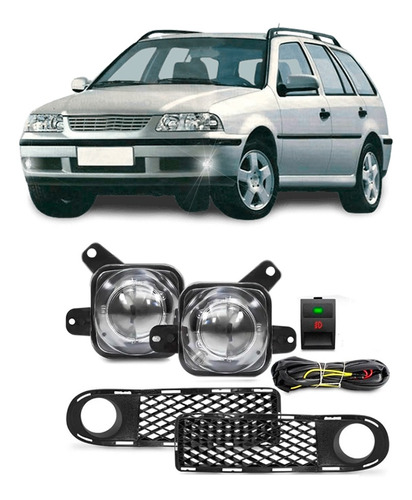 Kit Farol Milha Vw Parati G3 1999 A 2005 Neblina Aux Botão