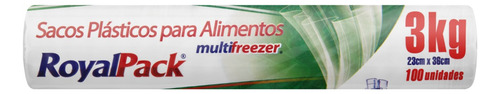 Saco Plástico para Alimentos 3kg RoyalPack Multifreezer 100 Unidades