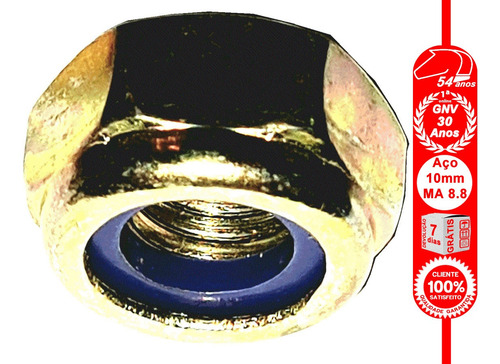 Imagem 1 de 6 de Porca Sextavada 10 Mm Auto-travante Nylon Ma 8.8 Chave 16mm