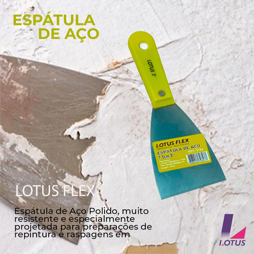 Espátula De Aço 7,5 Cm Lotus Flex 3'' Inox Gesso Massa