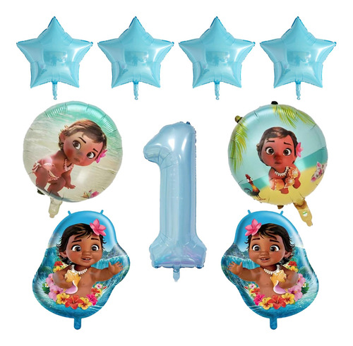 Set De Globos De Aluminio Con Diseño De Moana Baby Para Fies