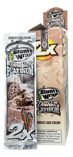 3 Papel Blunt Wrap X 2u Double Platinum 110mm Saborizados Sabor Cookies & Cream