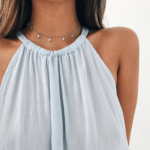 Imagen 2 de 3 de Collar De Estrellas En Color Plateado Para Mujer Amiga Novia
