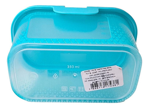 Kit 3 Potes Tampa Fixa P M G Armazenamento Alimentos Premium Cor Azul