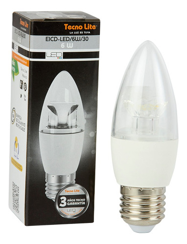 Foco Ahorrador Led Tipo Vela Luz Calida Tecnolite Color de la luz 3000K