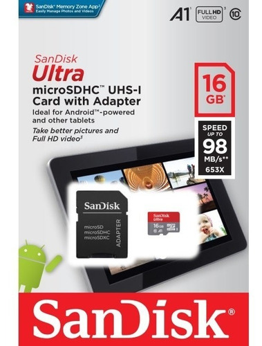 Imagen 1 de 2 de Tarjeta De Memoria Micro Sd 16 Gb Sandisk