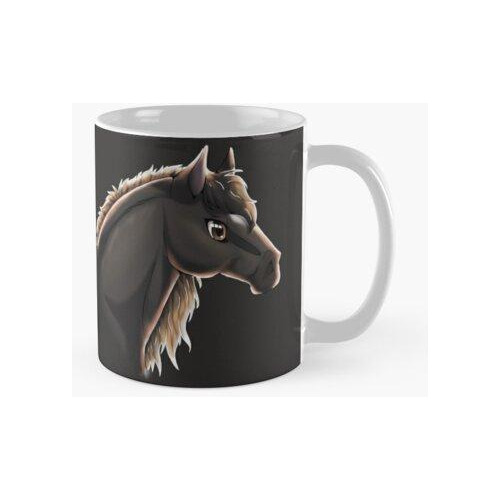 Taza Caballo Negro Con Estrella En La Cabeza Calidad Premium