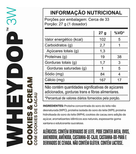 Refil Whey Protein Wheydop 3w 900g Conc/isolad/hidro Cookies