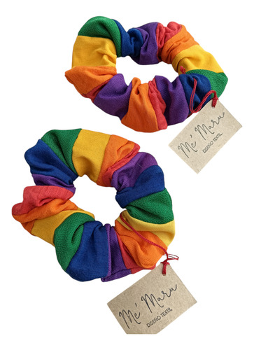 Set X 2 Scrunchies Colitas De Pelo Lgbt Upcycling Pachwork Lgbt Arcoíris
