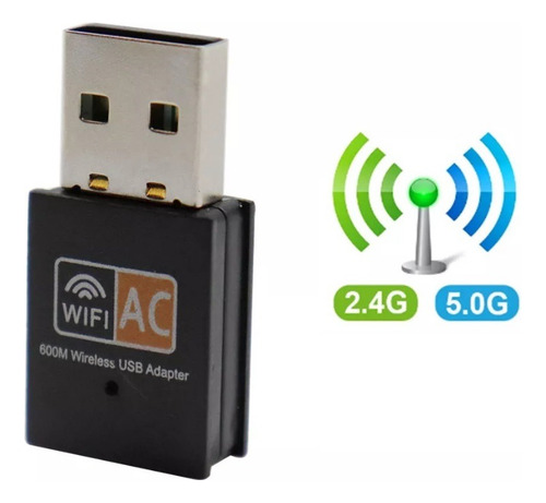 Usb Adaptador Wifi Internet 600m Inalámbrico 2.4ghz + 5.8ghz