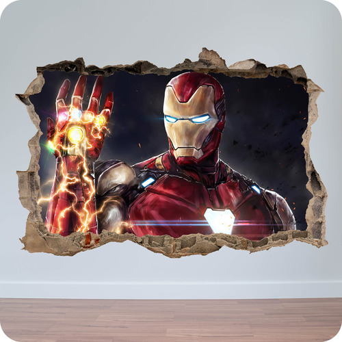 Vinilos Pared Rota 3d Mural Iron Man  60x90