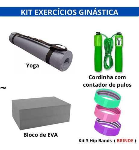 Juego de 4 piezas de colchoneta de yoga con cordón Eva, banda elástica para saltar, color gris claro
