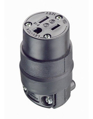 Imagen 1 de 3 de 515cr Leviton Conector Colgante 2p 3h 15amp Negro Nema 5-15r