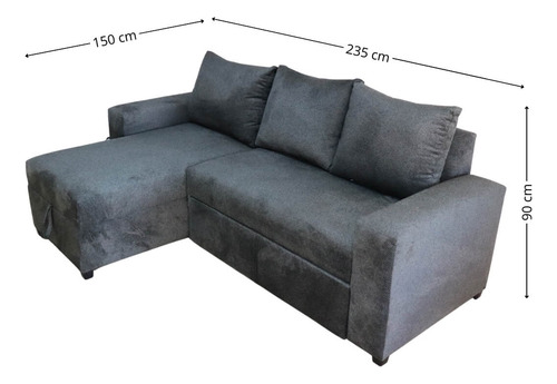 Sala Esquinera Milán Sofá Cama Con Baúl Chaise Izquierdo