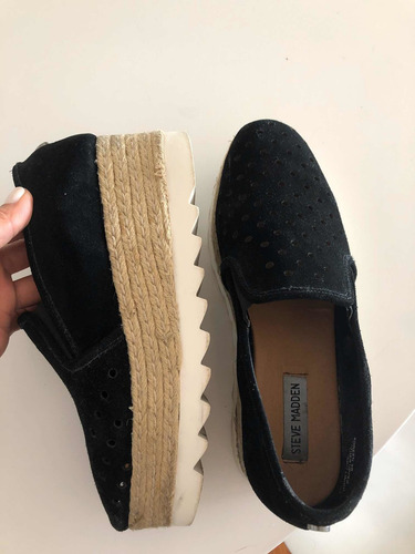 Panchas Alpargatas Negras Plataforma Yute Importadas Steve