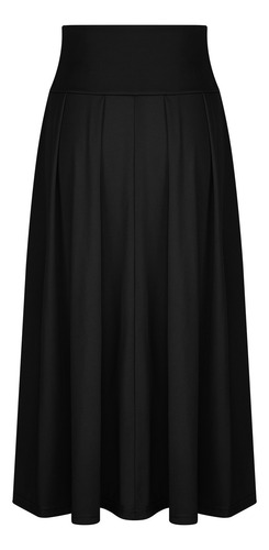 Saia Feminina R Elegante De Cintura Alta Com Pregas Frontais