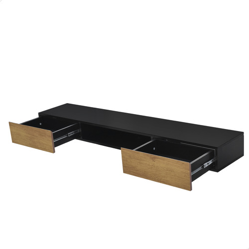 Rack Aparador Estreito Tv Eros Mdp 218 Cm Cor Preto E Nature