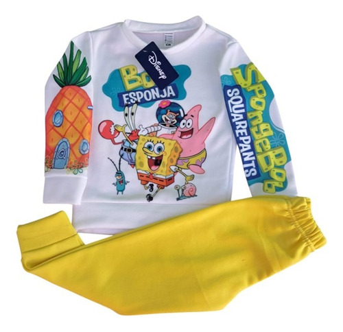Conjunto De Sudadera Y Pants De Bob Esponja Suave Y Ligero Amarillo Bob Esponja G (10)
