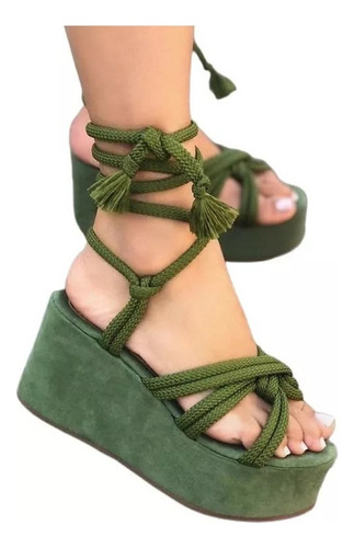 Zapatos De Mujer Para Amarrar Sandalias Correas Plataforma