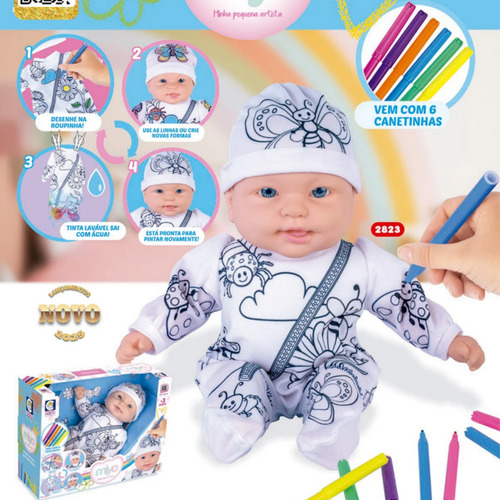 Boneca Miyo Para Colorir Com 6 Canetinhas