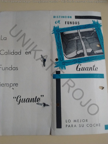 Antiguo Catálogo Funda Tapicería Auto Muestras 1 Guante ´60