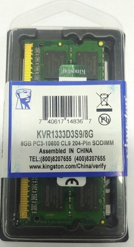 Memoria Ram Ddr3 8gb 1333/10600 Laptop Kingston