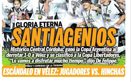 Central Córdoba Campeón Copa Argentina 2024 1-0 A Vélez. Olé