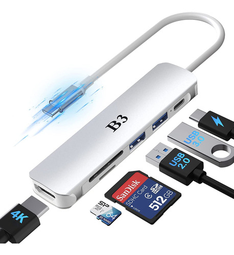 Usb C Hub, Adaptador De Dongle Usb -c Con 4k Hdmi Para Macbo