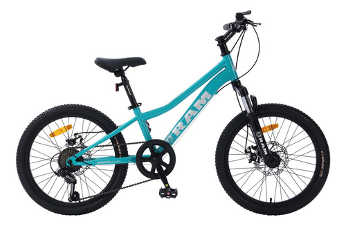 Bicicleta Mtb Ram Freno Disco Aro 20 Celeste 6 Cambios