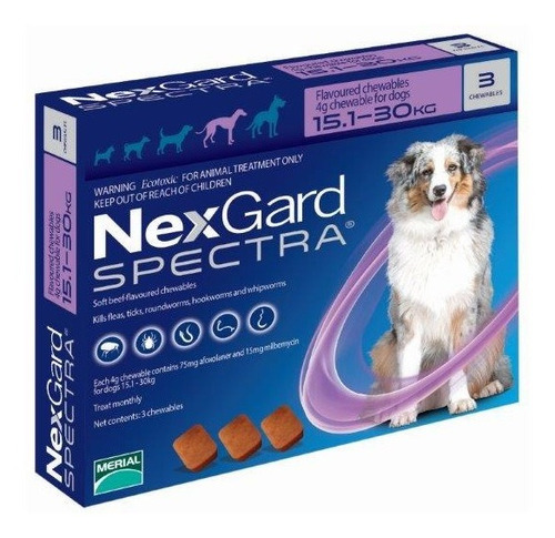 Imagen 1 de 1 de Nexgard Spectra 3 Tabletas 15 A 30 Kg  Mejor Que Bravecto