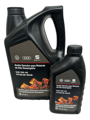 Garrafa De Aceite 5w-40 Sintético Más Litro Grupo Volkswagen