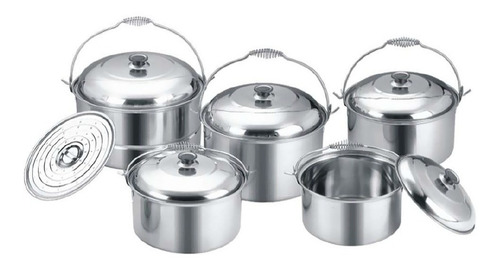 Imagen 4 de 4 de Set De 5 Ollas Con Tapa Acero + Vaporera Combo Hot Spot Z440