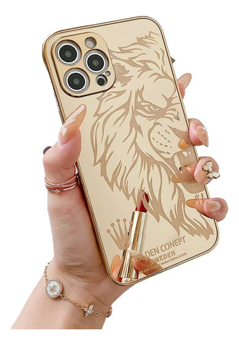 Funda Protectora Acrílica Gold Lion Para iPhone X Xs Max Xr 11 12 13 14 15 16 Pro Max 14plus 15plus 16plus