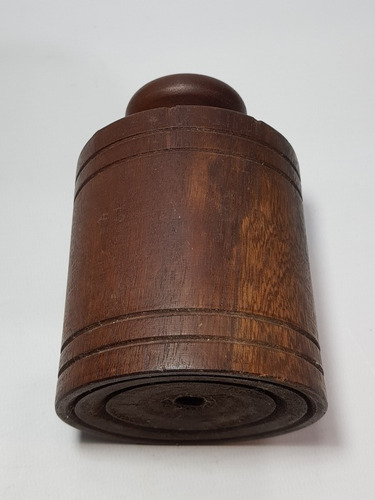 Imagen 8 de 9 de Antiguo Portalápices Con Forma De Pesa En Madera Mag 56159