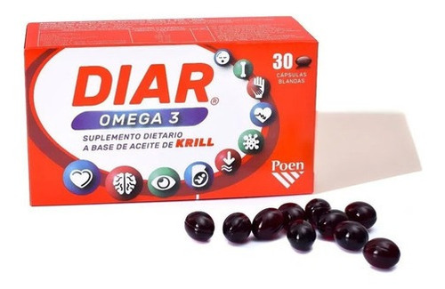 Imagen 1 de 1 de Diar Omega 3 Aceite De Krill Puro Premium 30 Caps Colesterol Sabor No