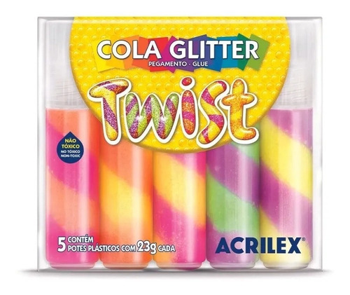 Kit 5 Colas Escolar Glitter Coloridas Pintar Artesanato