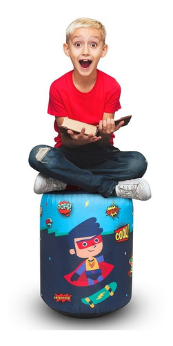 Imagen 2 de 5 de Puff Almohadón Joven Regalo Infantil Nene Niño Superheroes
