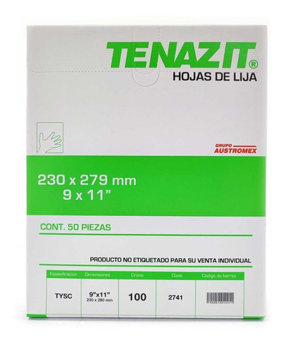 Lija De Agua Tenazit  Grano 100  9 X 11pul  2741 50pzas