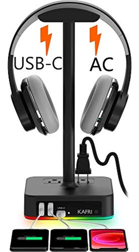 Soporte Para Auriculares Kafri Rgb Con Cargador Usb Soporte