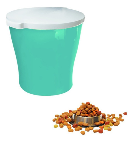 Estante para comida para mascotas con tapa redonda, recipiente de hasta 1,2 kg, color Hurricane Pet, verde claro