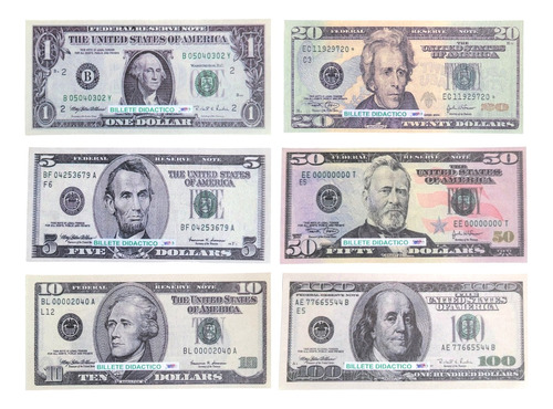 Billetes Didácticos Dólar Surtidos