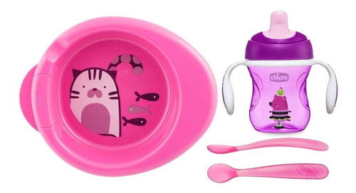 Combo Bebe Plato Termico Vaso Cubiertos Chicco Babymovil